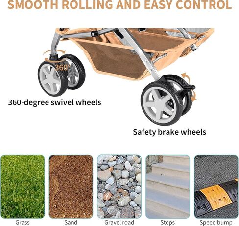 عربة مزدوجة للحيوانات الأليفة، عربة قابلة للطي لكلبين وقطط، عربة حمل بمقعدين للكلاب ومشي الركض للسفر مع مساحة تخزين، أسود in Kuwait