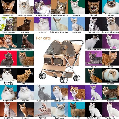 عربة مزدوجة للحيوانات الأليفة، عربة قابلة للطي لكلبين وقطط، عربة حمل بمقعدين للكلاب ومشي الركض للسفر مع مساحة تخزين، أسود in Kuwait