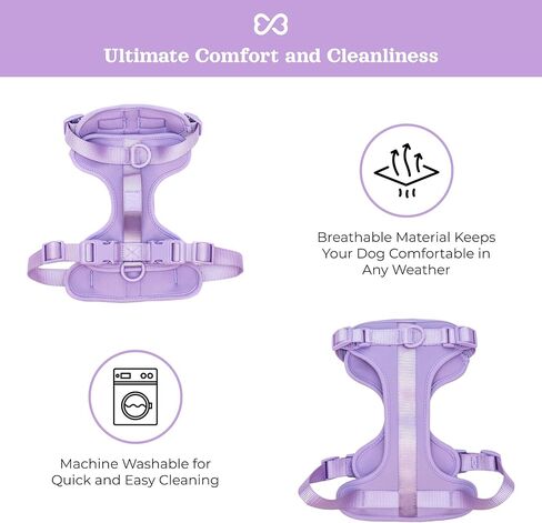 Adjustable Dog Harness with Handle | BearBone No Pull Dog Vest Harness | Front Clip Harness for Dogs | Best Dog Harness for Walking and Training | Medium Dog Harness | Lilac Dog Harness in Saudi Arabia