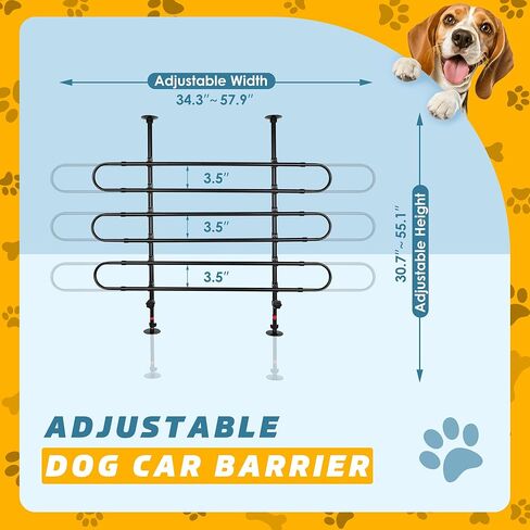 حاجز سيارة للكلاب لسيارات الدفع الرباعي، حاجز للحيوانات الأليفة في السيارة قابل للتعديل وعالمي للسيارات، حواجز سيارات للكلاب شديدة التحمل، حواجز فولاذية لحماية سيارات الكلاب، مركبات معدنية، بوابة مقسمة للحيوانات الأليفة، سهلة الإعداد in Kuwait