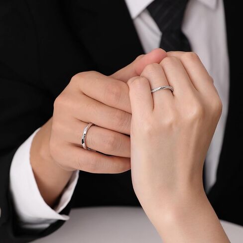 Meissa 2 Pcs Couple Rings for Women 925 Sterling Silver Men's Wedding Bands Dainty Twist Ring with Cubic Zirconia Stones Handmade Matching Ring, Set of Two Rings in Saudi Arabia