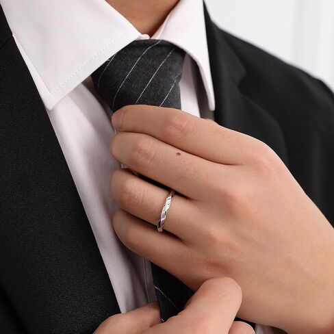 Meissa 2 Pcs Couple Rings for Women 925 Sterling Silver Men's Wedding Bands Dainty Twist Ring with Cubic Zirconia Stones Handmade Matching Ring, Set of Two Rings in Saudi Arabia