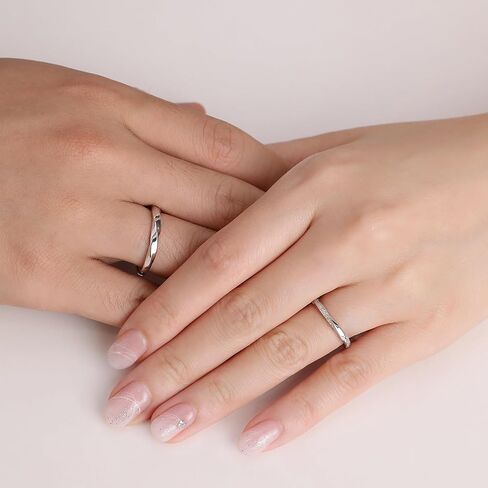 Meissa 2 Pcs Couple Rings for Women 925 Sterling Silver Men's Wedding Bands Dainty Twist Ring with Cubic Zirconia Stones Handmade Matching Ring, Set of Two Rings in Saudi Arabia