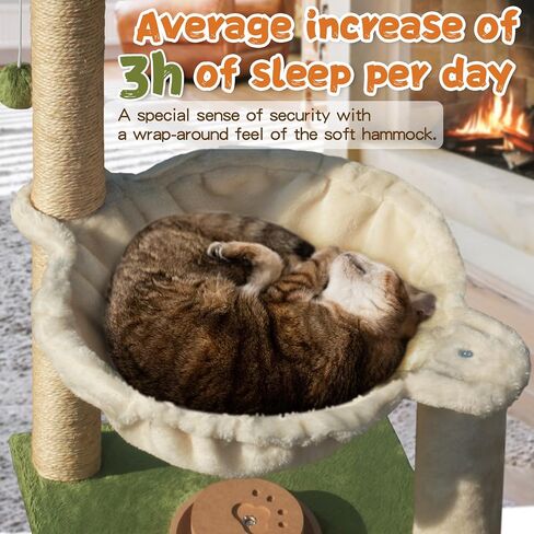 Cat Scratching Post for Indoor Cats 30 Inches Large Square Cat Scratcher with Hammock Cats Wooden Interactive Trackball Toy for Kitten and Adults Cats in Saudi Arabia