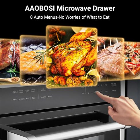 فرن ميكروويف AAOBOSI الحراري، 24 بوصة، 1.6 قدم مكعب. مجموعة أفران ميكروويف كهربائية مدمجة على الحائط مع جهاز استشعار للطهي، 10 أوضاع للطهي بقدرة 1000 وات، باب منسدل من الفولاذ المقاوم للصدأ in Kuwait
