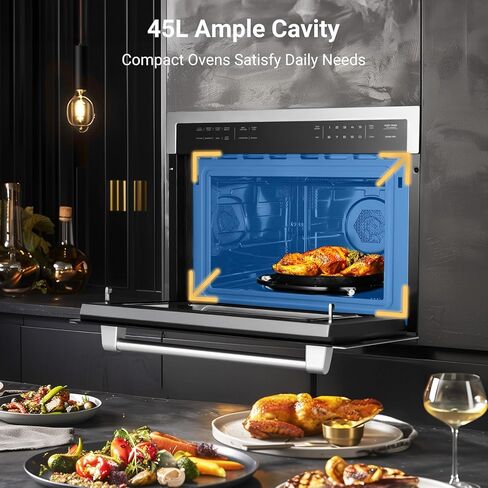 فرن ميكروويف AAOBOSI الحراري، 24 بوصة، 1.6 قدم مكعب. مجموعة أفران ميكروويف كهربائية مدمجة على الحائط مع جهاز استشعار للطهي، 10 أوضاع للطهي بقدرة 1000 وات، باب منسدل من الفولاذ المقاوم للصدأ in Kuwait