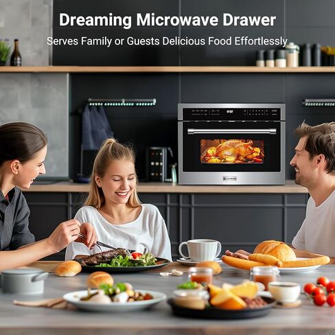فرن ميكروويف AAOBOSI الحراري، 24 بوصة، 1.6 قدم مكعب. مجموعة أفران ميكروويف كهربائية مدمجة على الحائط مع جهاز استشعار للطهي، 10 أوضاع للطهي بقدرة 1000 وات، باب منسدل من الفولاذ المقاوم للصدأ in Kuwait