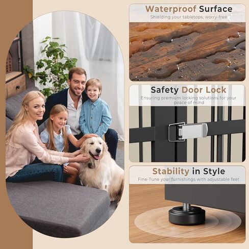 حامل تلفزيون كبير الحجم لأثاث قفص الكلاب مقاس 94.48 بوصة مع غرف مزدوجة لكلبين، طاولة نهاية قفص الكلاب الخشبية مع مقسم قابل للإزالة للكلاب المتوسطة الكبيرة، يمكن استخدامه بشكل منفصل in Kuwait