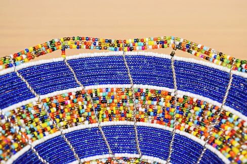From Africa - Handmade Beaded Wire Bowl - 6 Inches Diameter - Jewelry Bowl - Blue, Multicolored in Saudi Arabia