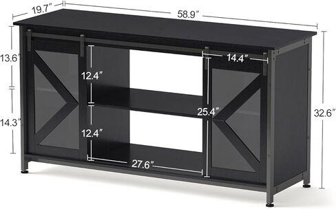 75-90 Gallon Fish Tank Stand with Cabinet, Heavy Duty Metal Large Aquarium Stand for Accessories Storage, Reptile Tank Turtle Terrariums Table, 1000+ LBS Capacity, 58.9"x19.7"x32.6" H, New Black in Kuwait