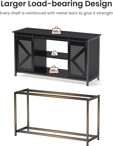 75-90 Gallon Fish Tank Stand with Cabinet, Heavy Duty Metal Large Aquarium Stand for Accessories Storage, Reptile Tank Turtle Terrariums Table, 1000+ LBS Capacity, 58.9"x19.7"x32.6" H, New Black in Kuwait