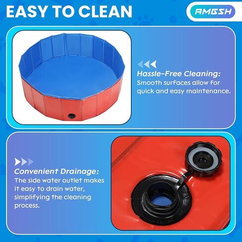 Dog Whelping Box, Foldable Birthing Pool for Dogs, Whelping Pool for Puppies, Poartable Plastic Swimming Pool & Bath Tub for Dogs, Red (Red, 31.5" Dia. × 7.9" H (80cm × 20cm)) in Saudi Arabia