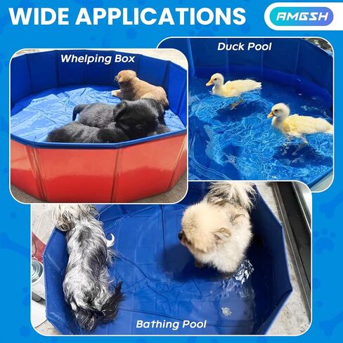 Dog Whelping Box, Foldable Birthing Pool for Dogs, Whelping Pool for Puppies, Poartable Plastic Swimming Pool & Bath Tub for Dogs, Red (Red, 31.5" Dia. × 7.9" H (80cm × 20cm)) in Saudi Arabia