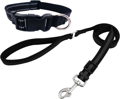 Dog Collar & Leash Set, Bark Collar for large dog leash & collar for small dogs with Adjustable Size, Water Resistance, Comfortable dog head collar, (Black, Medium) in Saudi Arabia
