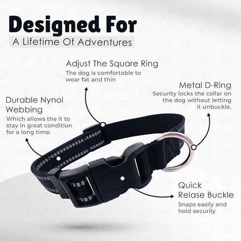 Dog Collar & Leash Set, Bark Collar for large dog leash & collar for small dogs with Adjustable Size, Water Resistance, Comfortable dog head collar, (Black, Medium) in Saudi Arabia