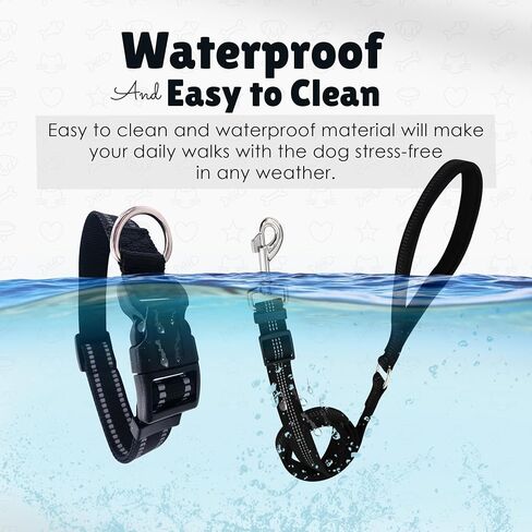 Dog Collar & Leash Set, Bark Collar for large dog leash & collar for small dogs with Adjustable Size, Water Resistance, Comfortable dog head collar, (Black, Medium) in Saudi Arabia