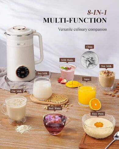 8 in 1 Nut Milk Maker, 32oz Automatic Soybean Milk Machine for Homemade Almond, Oat, Coconut, Soy, Plant Based Milks and Non Dairy Beverages, with Delay Start/Keep Warm/Boil Water, Cream in Saudi Arabia