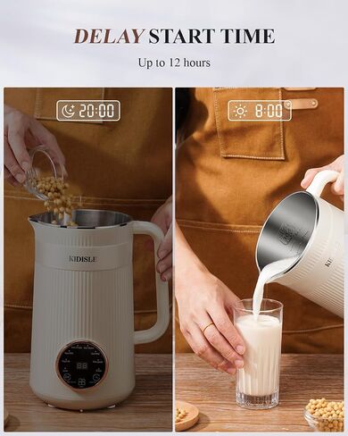 8 in 1 Nut Milk Maker, 32oz Automatic Soybean Milk Machine for Homemade Almond, Oat, Coconut, Soy, Plant Based Milks and Non Dairy Beverages, with Delay Start/Keep Warm/Boil Water, Cream in Saudi Arabia