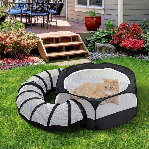 Small Animal Playpen with Surround Tunnel,Waterproof Guinea Pig Cage Breathable Rabbit Cage with Top Cover Pop Open Ferret Toys Hamster Playpen for Chicken Cat Dog Indoor Outdoor Exercise in Saudi Arabia