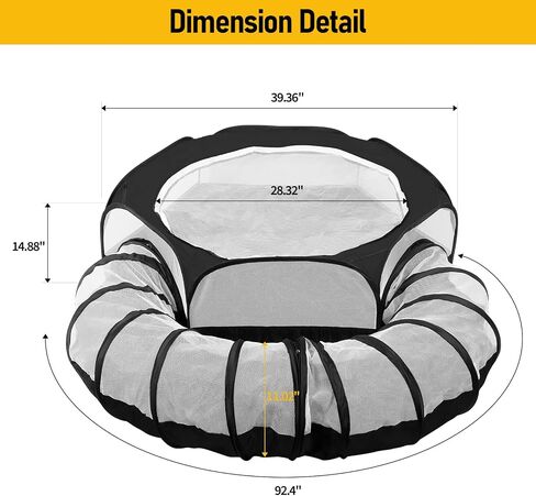Small Animal Playpen with Surround Tunnel,Waterproof Guinea Pig Cage Breathable Rabbit Cage with Top Cover Pop Open Ferret Toys Hamster Playpen for Chicken Cat Dog Indoor Outdoor Exercise in Saudi Arabia