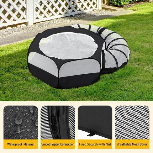 Small Animal Playpen with Surround Tunnel,Waterproof Guinea Pig Cage Breathable Rabbit Cage with Top Cover Pop Open Ferret Toys Hamster Playpen for Chicken Cat Dog Indoor Outdoor Exercise in Saudi Arabia