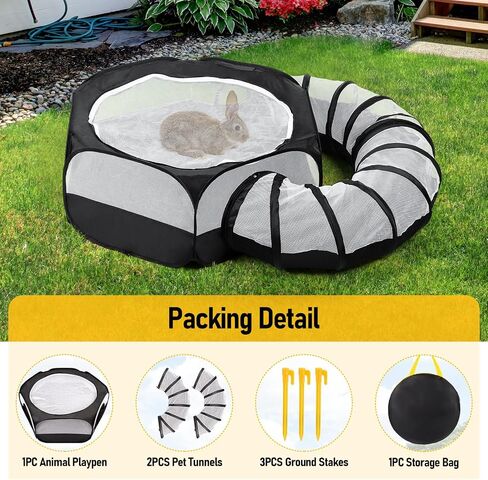 Small Animal Playpen with Surround Tunnel,Waterproof Guinea Pig Cage Breathable Rabbit Cage with Top Cover Pop Open Ferret Toys Hamster Playpen for Chicken Cat Dog Indoor Outdoor Exercise in Saudi Arabia