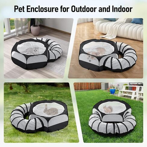 Small Animal Playpen with Surround Tunnel,Waterproof Guinea Pig Cage Breathable Rabbit Cage with Top Cover Pop Open Ferret Toys Hamster Playpen for Chicken Cat Dog Indoor Outdoor Exercise in Saudi Arabia