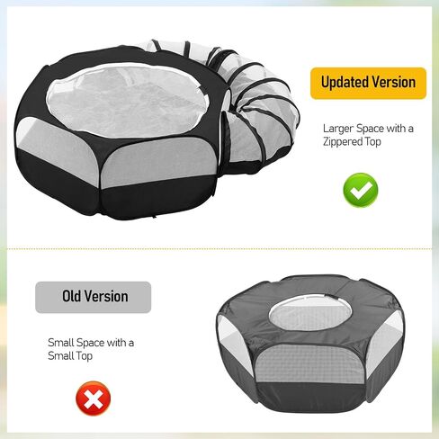 Small Animal Playpen with Surround Tunnel,Waterproof Guinea Pig Cage Breathable Rabbit Cage with Top Cover Pop Open Ferret Toys Hamster Playpen for Chicken Cat Dog Indoor Outdoor Exercise in Saudi Arabia