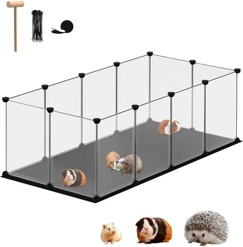Small Animal Playpen, Guinea Pig Cages with Waterproof Mat, 12 Panels Pet Playpen for Hamsters, Hedgehog, Indoor Outdoor Plastic Fence, 48.5 x 24.8 x 16.1 inches in Saudi Arabia
