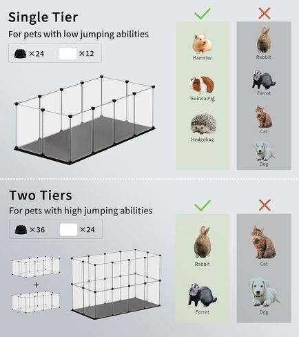 Small Animal Playpen, Guinea Pig Cages with Waterproof Mat, 12 Panels Pet Playpen for Hamsters, Hedgehog, Indoor Outdoor Plastic Fence, 48.5 x 24.8 x 16.1 inches in Saudi Arabia