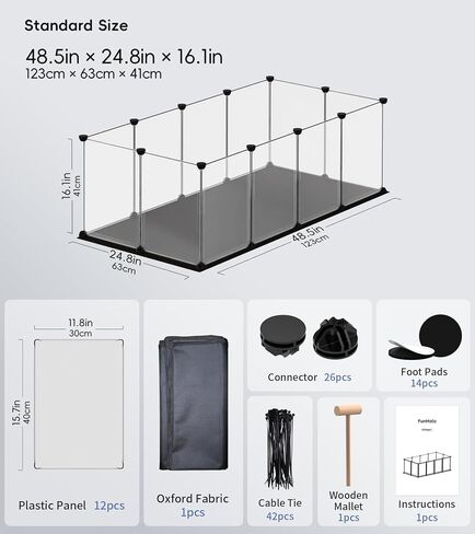 Small Animal Playpen, Guinea Pig Cages with Waterproof Mat, 12 Panels Pet Playpen for Hamsters, Hedgehog, Indoor Outdoor Plastic Fence, 48.5 x 24.8 x 16.1 inches in Saudi Arabia