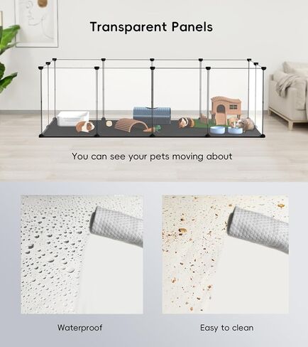 Small Animal Playpen, Guinea Pig Cages with Waterproof Mat, 12 Panels Pet Playpen for Hamsters, Hedgehog, Indoor Outdoor Plastic Fence, 48.5 x 24.8 x 16.1 inches in Saudi Arabia