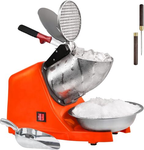 Electric Shaved Ice Machine,with Ice Pick and Scoop,3 Blades of Electric Snow Cone Machine(300W 2200r/min),Splash Proof Ice Shaver Machine,Ice Crusher Machine for Home Commercial Use (Silver) in Saudi Arabia
