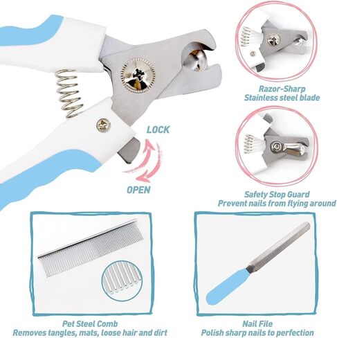 سرج أرجوحة للعناية بالكلاب من Supet للقطط والكلاب، للاسترخاء وتقييد الحيوانات الأليفة ومقاود الحيوانات الصغيرة ومساعد تقليم الأظافر وقص الأظافر باللون الأزرق-Love in Kuwait