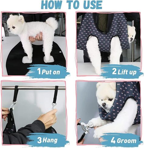 سرج أرجوحة للعناية بالكلاب من Supet للقطط والكلاب، للاسترخاء وتقييد الحيوانات الأليفة ومقاود الحيوانات الصغيرة ومساعد تقليم الأظافر وقص الأظافر باللون الأزرق-Love in Kuwait