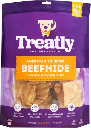 American Sourced Beefhide Chips Dog Chew Treats - Chicken Flavor, 32oz/1 Pack in Saudi Arabia