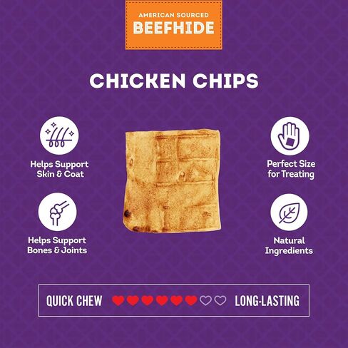 American Sourced Beefhide Chips Dog Chew Treats - Chicken Flavor, 32oz/1 Pack in Saudi Arabia