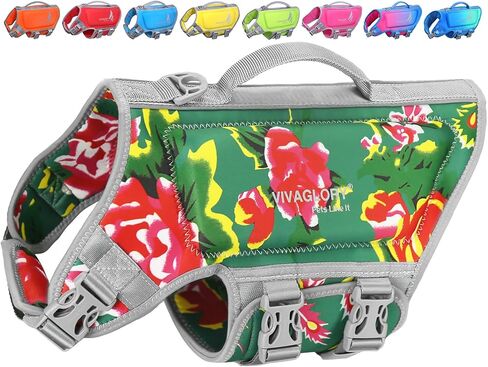 سترة نجاة خفيفة الوزن للكلاب من VIVAGLORY، سترة نجاة للحفاظ على حياة الحيوانات الأليفة من النيوبرين الصديق للبشرة للكلاب الكبيرة مع حلقة على شكل حرف D وإبزيم سريع الفك، وردي أزرق in Kuwait