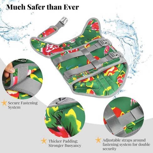 سترة نجاة خفيفة الوزن للكلاب من VIVAGLORY، سترة نجاة للحفاظ على حياة الحيوانات الأليفة من النيوبرين الصديق للبشرة للكلاب الكبيرة مع حلقة على شكل حرف D وإبزيم سريع الفك، وردي أزرق in Kuwait