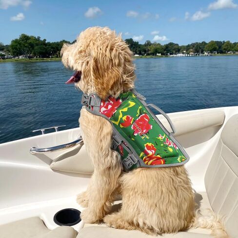 سترة نجاة خفيفة الوزن للكلاب من VIVAGLORY، سترة نجاة للحفاظ على حياة الحيوانات الأليفة من النيوبرين الصديق للبشرة للكلاب الكبيرة مع حلقة على شكل حرف D وإبزيم سريع الفك، وردي أزرق in Kuwait