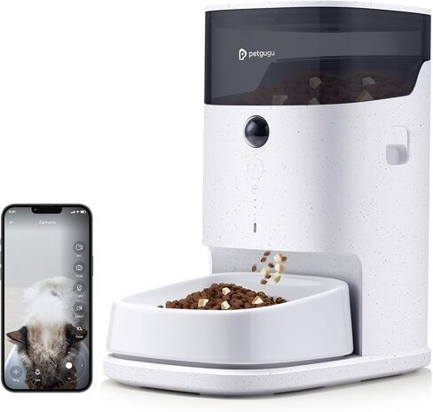 PF2 2.4G Healthy Automatic Cat feeder, 3.5L Automatic Dog Feeder with Video and Voice Call, APP data monitoring, Ceramic Bowl, Customized Timed Feeding,Freshness Preservation,Easy Removal for Cleaning in Saudi Arabia