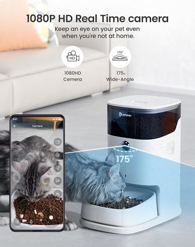 PF2 2.4G Healthy Automatic Cat feeder, 3.5L Automatic Dog Feeder with Video and Voice Call, APP data monitoring, Ceramic Bowl, Customized Timed Feeding,Freshness Preservation,Easy Removal for Cleaning in Saudi Arabia