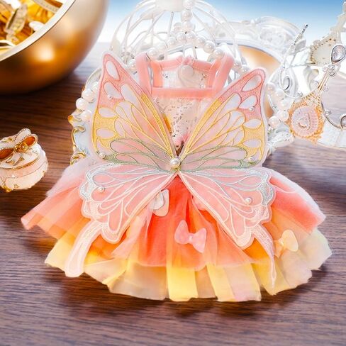 Luxury Dog Princess Formal Dress for Small Dogs Girl,Butterflies Lolita Sweet Pet Clothes Wedding Birthday Party Puppy Dresses,Cat Apparel Accessories Costumes Outfit Skirt Pink（Large） in Saudi Arabia