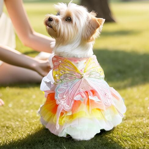 Luxury Dog Princess Formal Dress for Small Dogs Girl,Butterflies Lolita Sweet Pet Clothes Wedding Birthday Party Puppy Dresses,Cat Apparel Accessories Costumes Outfit Skirt Pink（Large） in Saudi Arabia