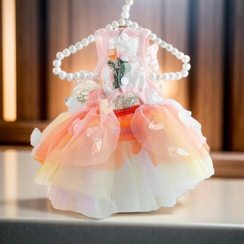 Luxury Dog Princess Formal Dress for Small Dogs Girl,Butterflies Lolita Sweet Pet Clothes Wedding Birthday Party Puppy Dresses,Cat Apparel Accessories Costumes Outfit Skirt Pink（Large） in Saudi Arabia