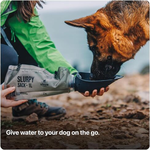 زجاجة مياه محمولة للكلاب من سيكر سعة 1 لتر، زجاجة مياه قابلة للطي للكلاب مثالية للمشي والمشي لمسافات طويلة وفي الهواء الطلق | يعمل كوعاء ماء محمول | مصممة في مونتريال - عبوة واحدة in Kuwait