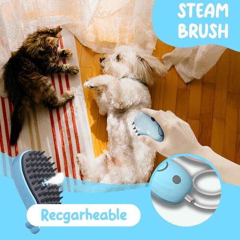 Pet Steam Brush - Comprehensive 3-in-1 Pet Grooming Tool - Steam-Enhanced Brush for Cats and Dogs Featuring Gentle Massage - Cat Steam Brush - Ideal for Pets - Hair Brush (Pink) in Saudi Arabia