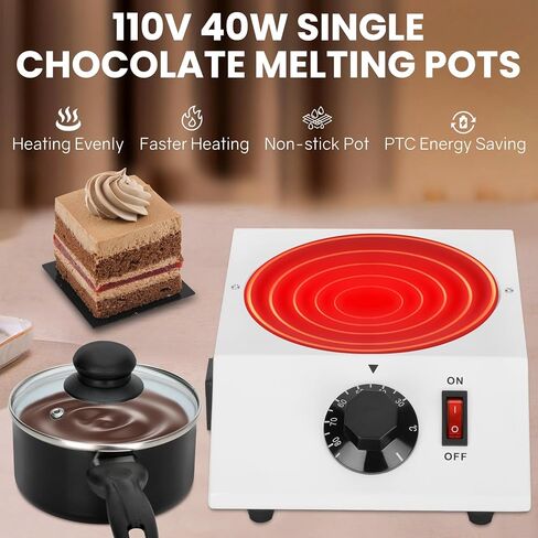 آلة صهر الشوكولاتة، تسخين كهربائي، آلة تقسية الشوكولاتة، وعاء ذوبان سريع وحتى ذوبان مثالي للشوكولاتة والحلوى والزبدة لصنع نبيذ حليب القهوة الدافئ (مفرد) in Kuwait