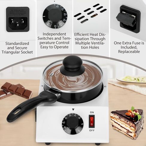 آلة صهر الشوكولاتة، تسخين كهربائي، آلة تقسية الشوكولاتة، وعاء ذوبان سريع وحتى ذوبان مثالي للشوكولاتة والحلوى والزبدة لصنع نبيذ حليب القهوة الدافئ (مفرد) in Kuwait