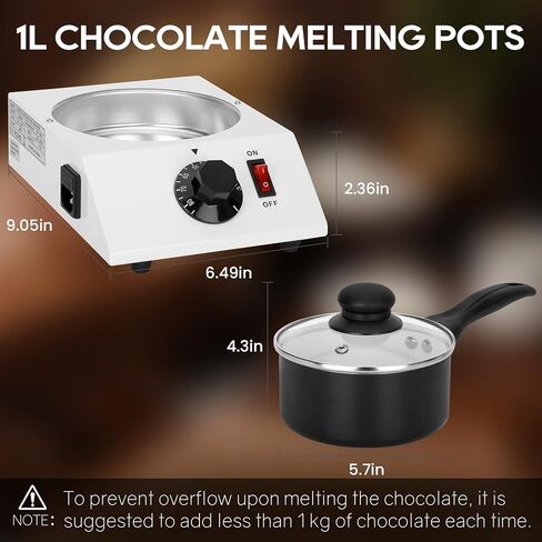 آلة صهر الشوكولاتة، تسخين كهربائي، آلة تقسية الشوكولاتة، وعاء ذوبان سريع وحتى ذوبان مثالي للشوكولاتة والحلوى والزبدة لصنع نبيذ حليب القهوة الدافئ (مفرد) in Kuwait